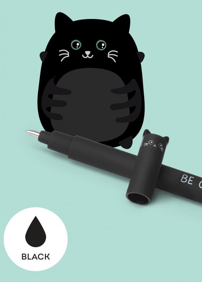 Librairie du Portage - Stylo effaçable noir : chat